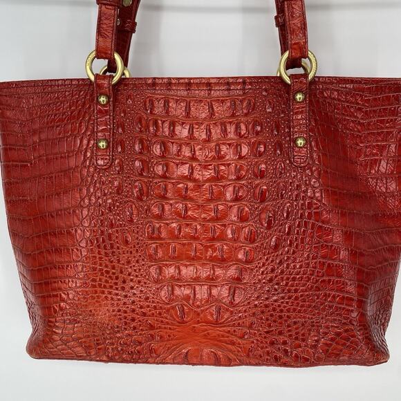 Brahmin Red Croc Embossed Shoulder Bag Purse - Picture 15 of 15